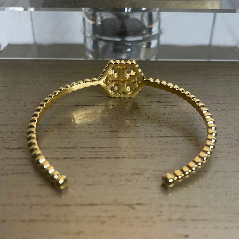 Tory Burch Gold Beaded Hexagon Cuff Bracelet - Picture 3 of 4